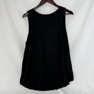 LOFT Black Sleeveless V Neck Chiffon Blouse XL Flowy Lined